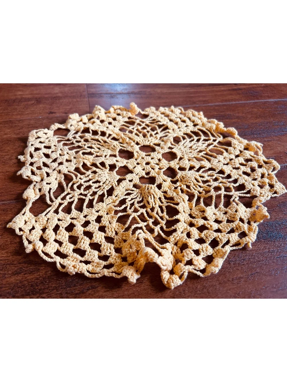 Handmade Crochet Doily in Mustard Yellow